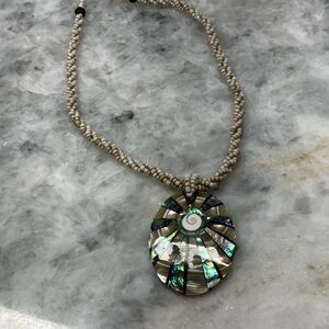 Vintage abalone shell, handmade, quality necklace, glass beads.